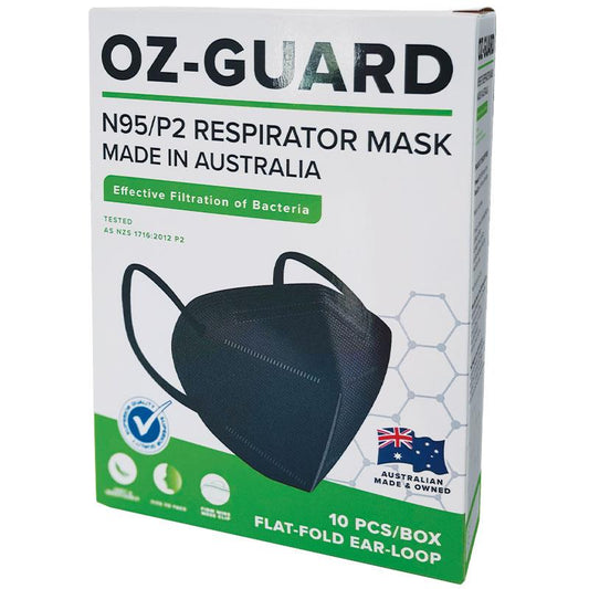 Oz Guard N95/P2 Black Respirator Mask 10 Pack - Premium Protection - Auzzistore