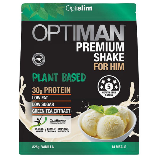Optislim Optiman Plant Based Shake Vanilla 826g - Nutrient-Rich Meal Replacement