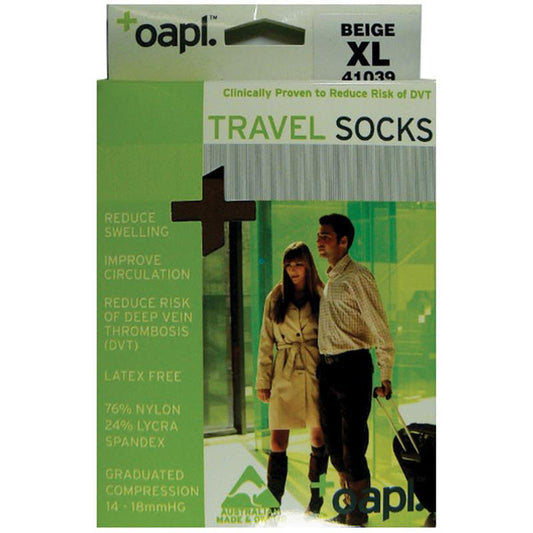 Oapl 41039 Travel Socks Beige Extra Large - DVT Prevention-Auzzi Store