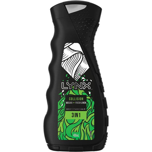 Lynx Wasabi & Fresh Linen 3-in-1 Bodywash, Face & Hair Gel, 400ml
