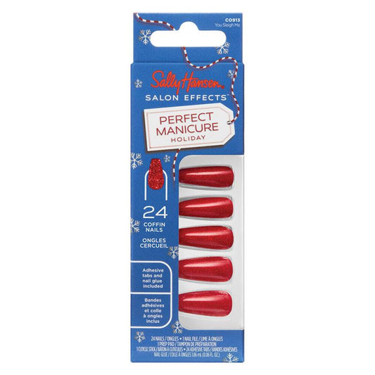 Sally Hansen Salon Effects Perfect Manicure 24 Press On Nails Once Upon A Holiday Collection You Sleigh Me