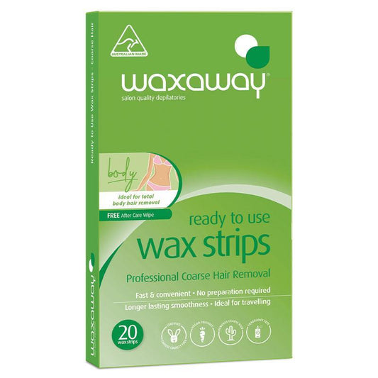 Waxaway Ready-to-Use Body Wax Strips – 20 Pre-Waxed, Salon Strength