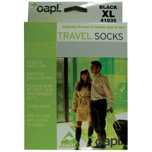 Oapl 41035 Travel Socks Black Extra Large - DVT Prevention-Auzzi Store