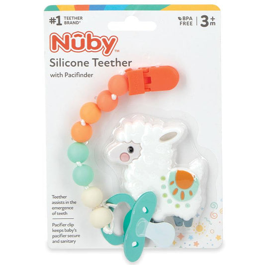 Nuby Silicone Drop Pacifinder with Teether - Baby Pacifier Clip