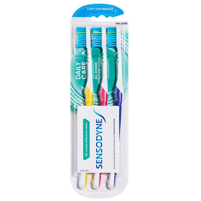 Sensodyne Sensitive Teeth Daily Care Soft Toothbrush 3 Pack - Everyday Protection for Sensitive Teeth