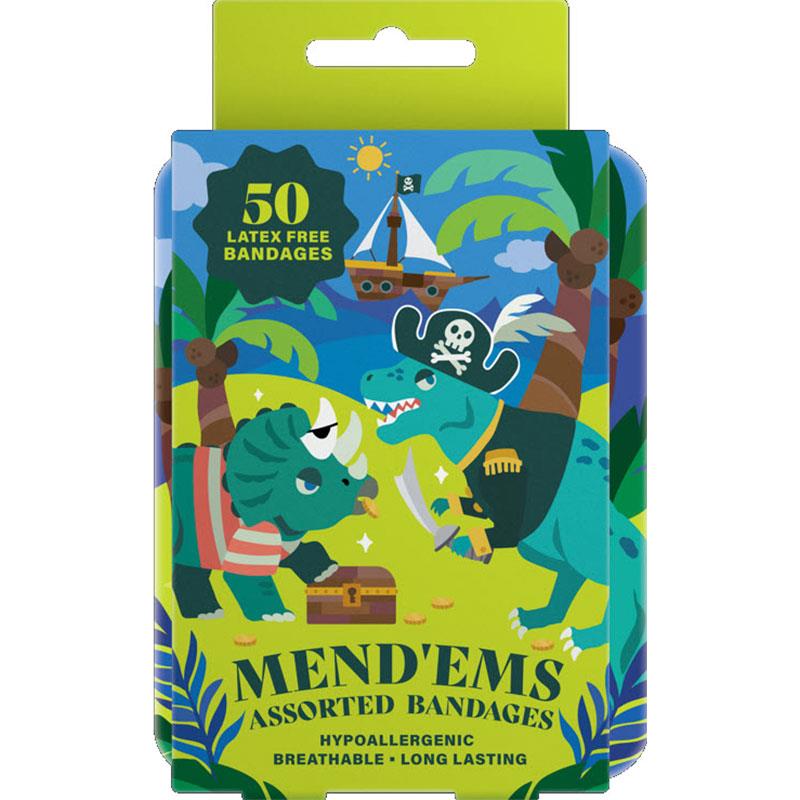 MendEms Kids' Bandages Tin - Dinosaur Theme (50 Pack)