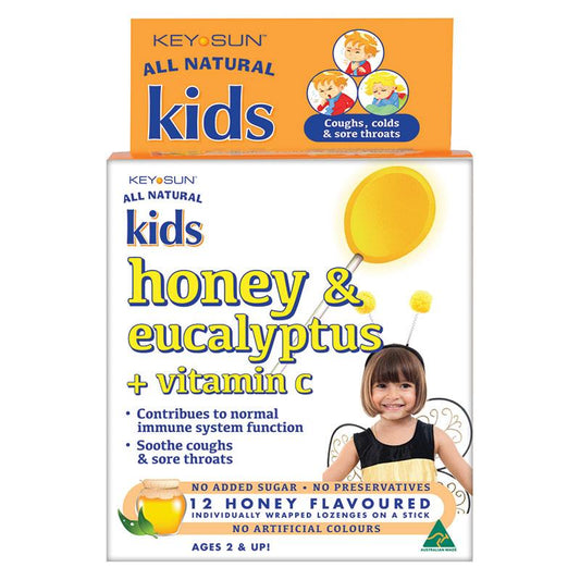 Key Sun All Natural Kids Honey & Eucalyptus Lozenges with Vitamin C - 12 Count-Auzzi Store