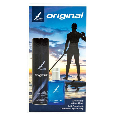 Blue Stratos Aftershave 50ml & Anti Perspirant 150g 2 Piece Set - Auzzistore