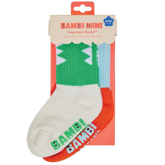 Bambi Mini Co. Superstar Socks - Boys Green Teeth Design (2-4 Years)