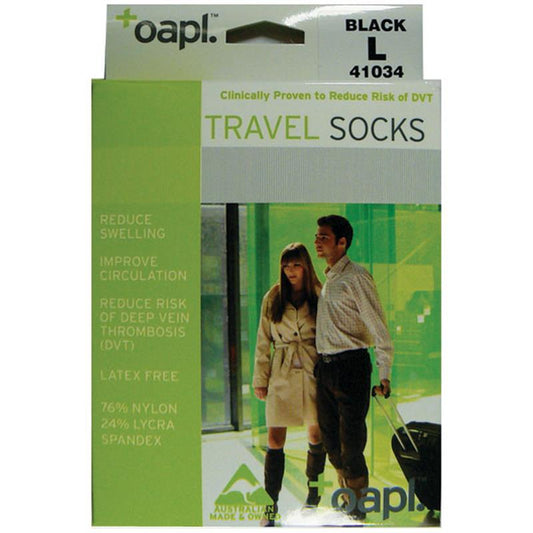 Oapl 41034 Travel Socks Black Large - DVT Prevention-Auzzi Store