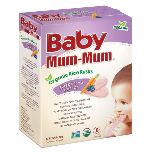 Baby Mum-Mum Rice Rusks - Blueberry & Carrot Flavour - 36g-Auzzi Store