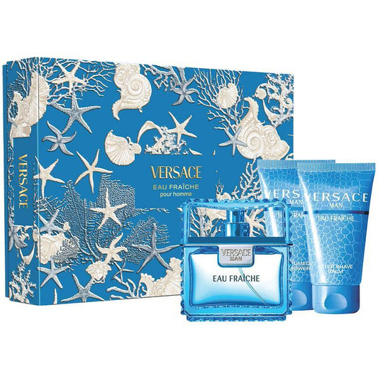 Versace Eau Fraiche Set Eau de Toilette 50ml Plus Shower Gel 50ml Plus Shampoo 50ml - Auzzistore