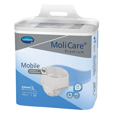 MoliCare Premium Mobile Pants Large 14-Pack, Antibacterial pH 5.5 Neutral
