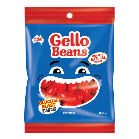 Gello Beans Raspberry 150g - Sweet & Tangy Treat