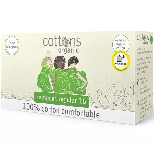 Cottons Regular Tampons, 16 Count, 100% Cotton, Comfortable Absorbency - Auzzistore