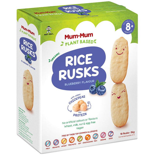 Baby Mum-Mum Plant Based Rice Rusks - Blueberry 36g