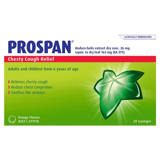 Prospan Chesty Cough Lozenges - 20 Sugar-Free Chewable Lozenges - Auzzistore