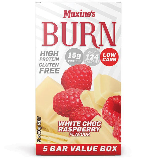 Maxine's Burn Bars - White Choc Raspberry (5 x 40g)