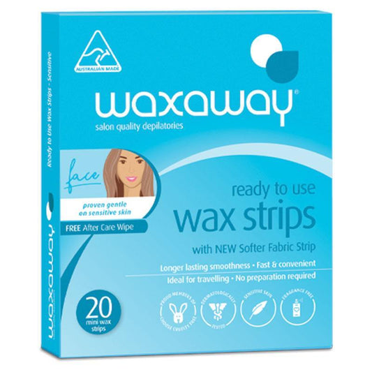 Waxaway Ready To Use Sensitive Wax Face - 20 Strips for Gentle Hair Removal-Auzzi Store