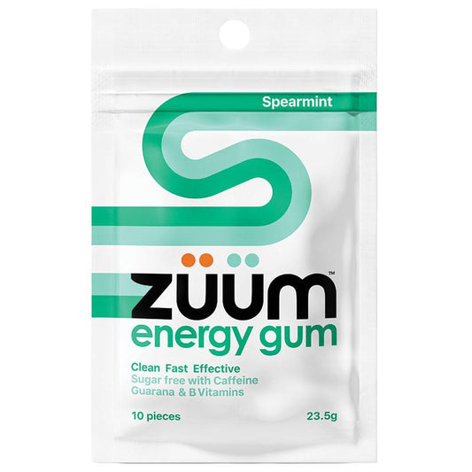 Zuum Energy Chewing Gum - Spearmint Flavor, 10 Pieces