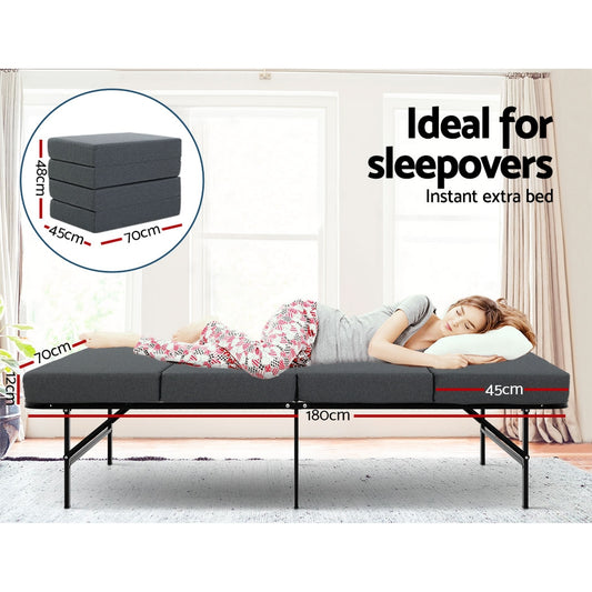 Giselle Bedding Foldable Mattress Folding Foam Single Grey – view 2
