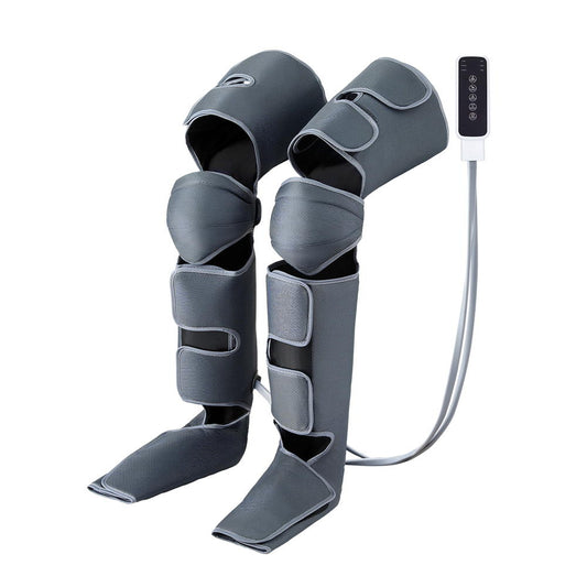 Livemor Air Compression Leg Massager with Heat, 3 Modes, Adjustable Wrap, Grey, FOOT-MASSAGE-01-BK