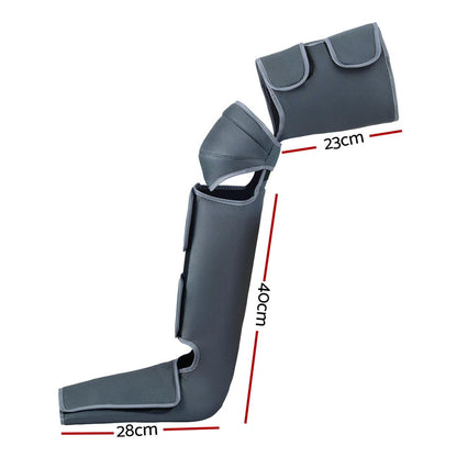 Livemor Air Compression Leg Massager with Heat, 3 Modes, Adjustable Wrap, Grey, FOOT-MASSAGE-01-BK