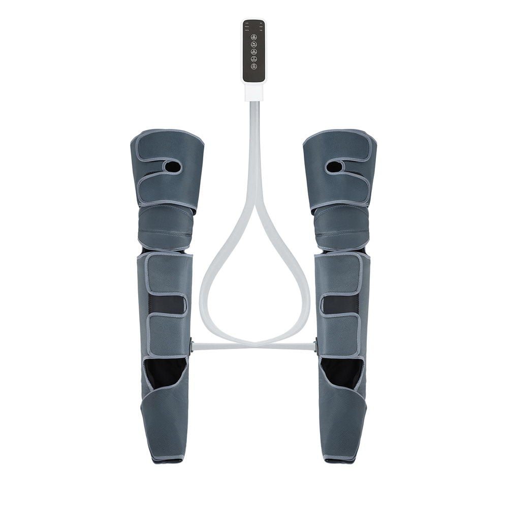 Livemor Air Compression Leg Massager with Heat, 3 Modes, Adjustable Wrap, Grey, FOOT-MASSAGE-01-BK