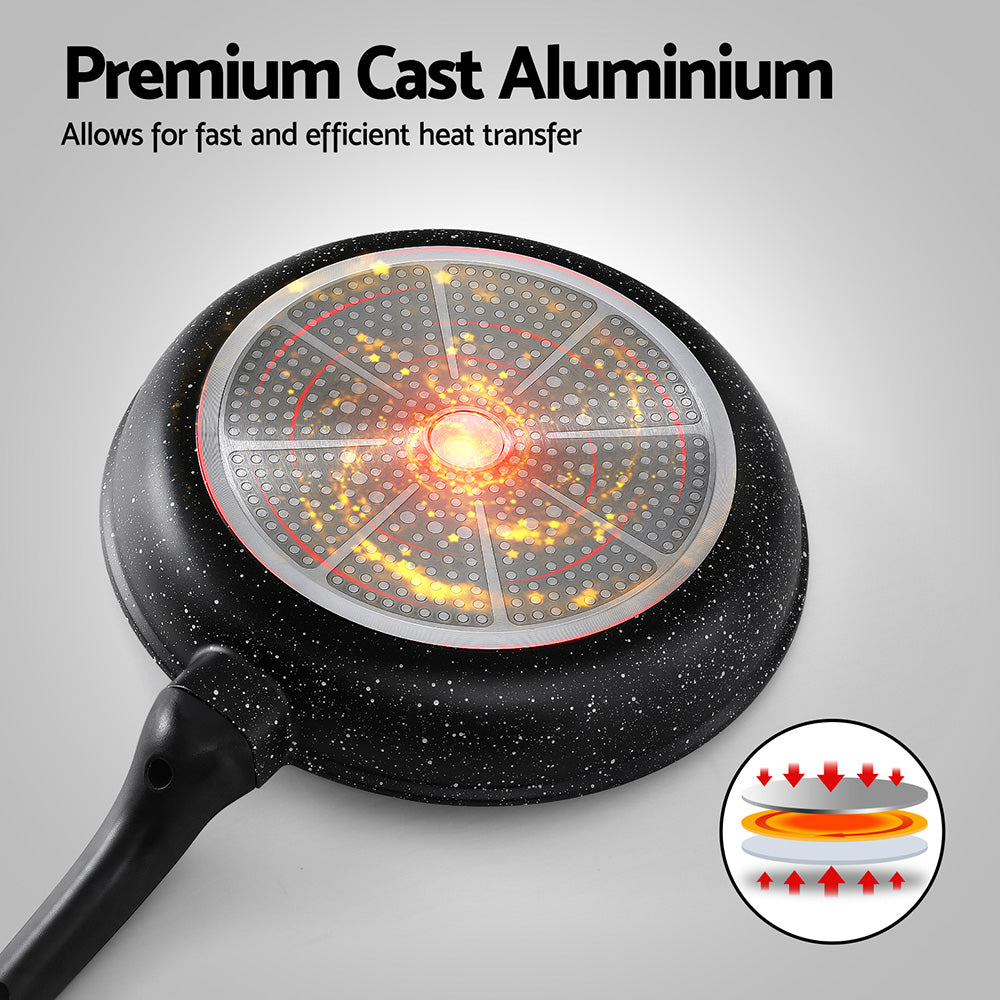 5-Star Chef Non Stick Frying Pan Cast Aluminium Steak Skillet BBQ Cookware 30cm