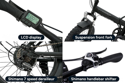 Fortis Shimano 7-Speed 20" Fat Tyre Foldable Electric Bike