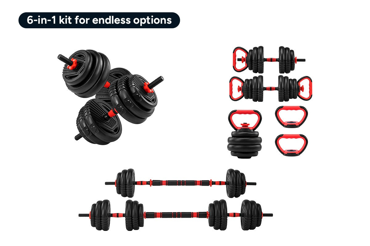 Fortis 6-in-1 40kg Adjustable Weight Dumbbell Set