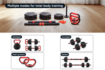 Fortis 6-in-1 40kg Adjustable Weight Dumbbell Set