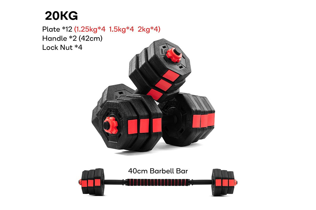 Fortis 20kg Adjustable Weights Dumbbell & Barbell Set