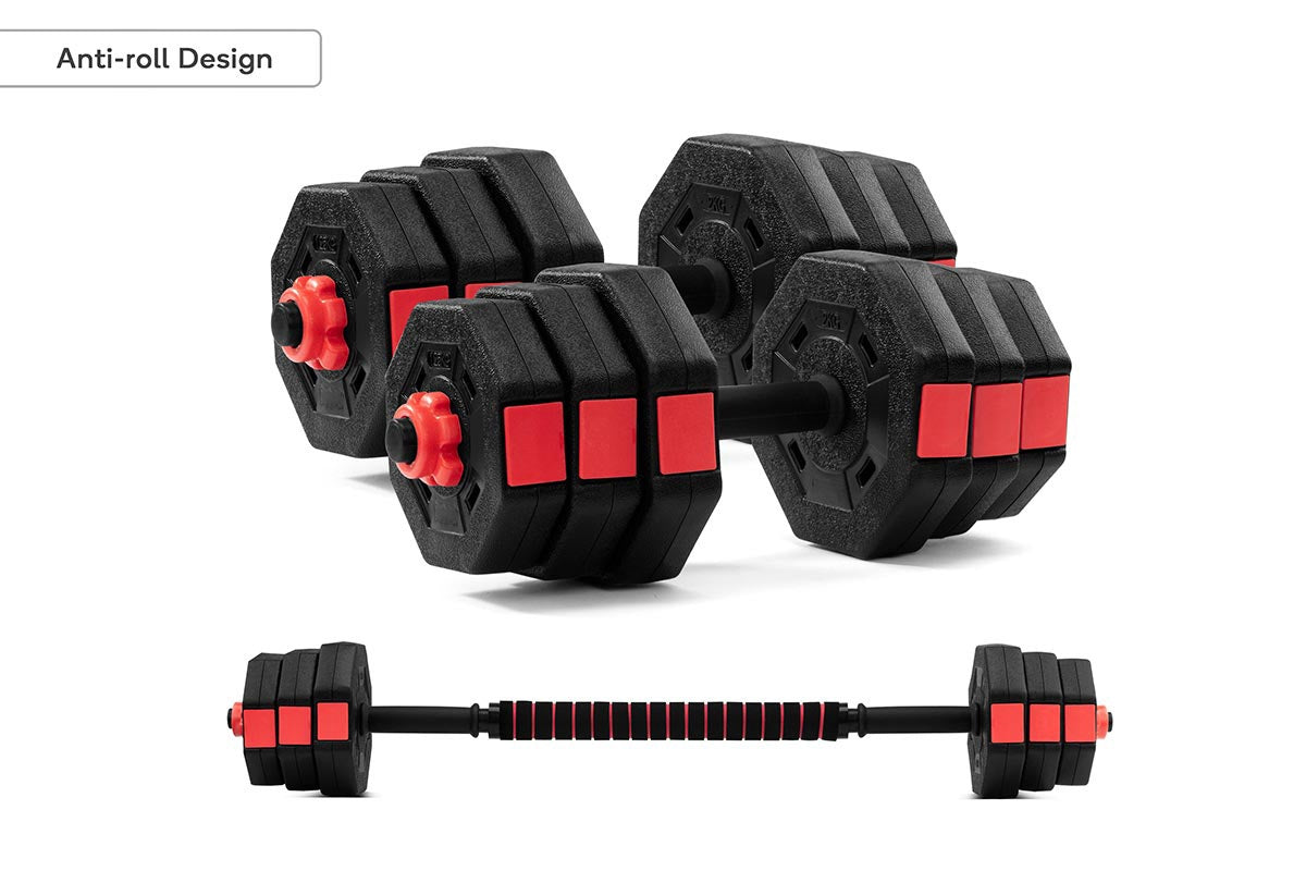 Fortis 20kg Adjustable Weights Dumbbell & Barbell Set