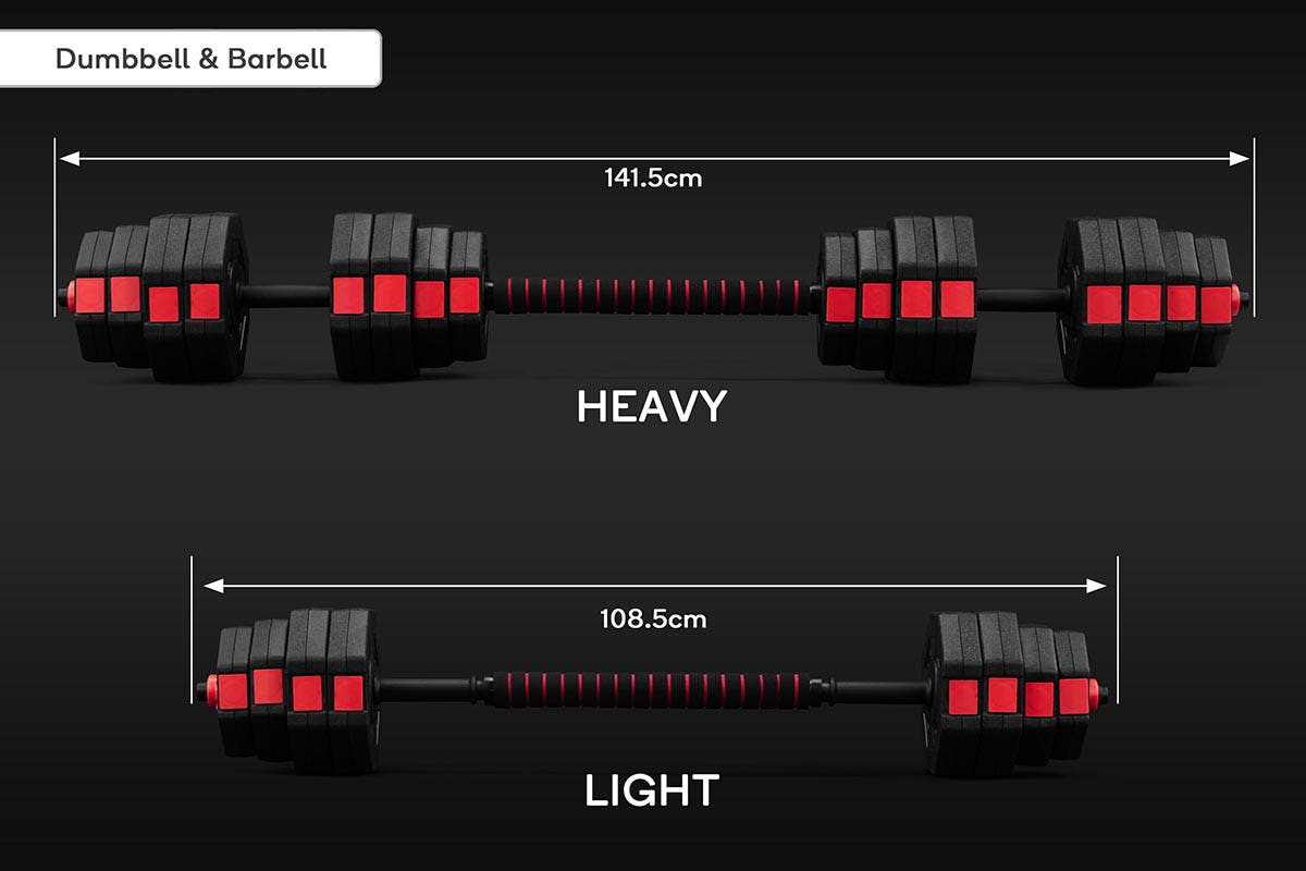 Fortis 40kg Adjustable Weights Dumbbell & Barbell Set