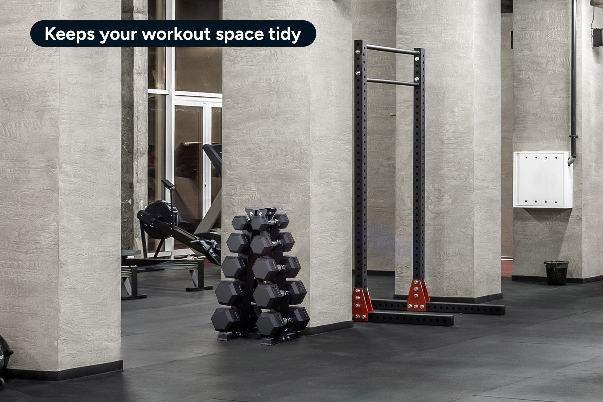 Fortis 2.5-12.5kg Hex Dumbbell Set with Rack (5 Pairs)