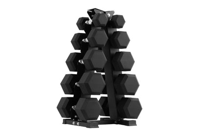Fortis 2.5-12.5kg Hex Dumbbell Set with Rack (5 Pairs)