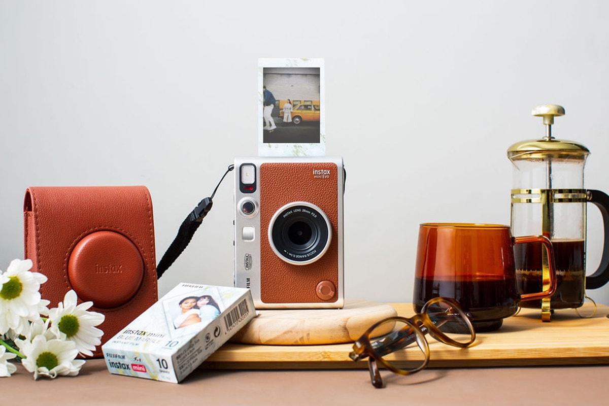 Fujifilm Instax Mini EVO Instant Camera Bundle (Brown)