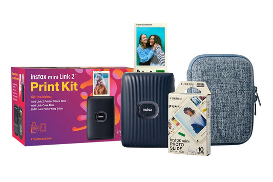 Fujifilm Instax Mini Link 2 Smartphone Printer Bundle (Space Blue)