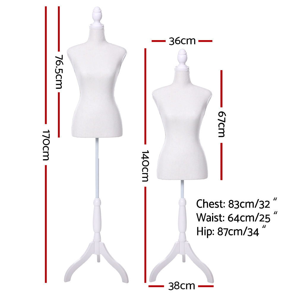 Female Mannequin 170cm Model Dressmaker Clothes Display Torso Tailor Wedding White | Auzzi Store