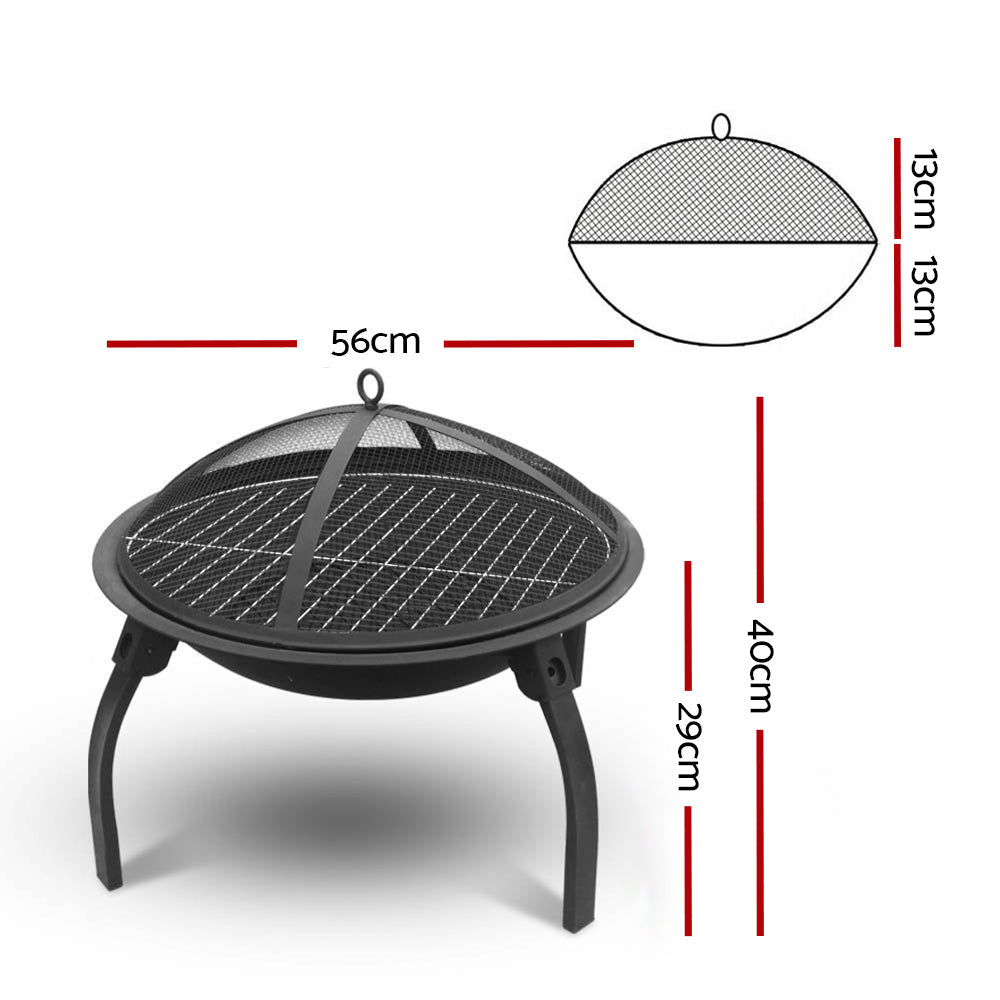 Fire Pit BBQ Charcoal Smoker Portable Outdoor Camping Pits Patio Fireplace 22" | Auzzi Store
