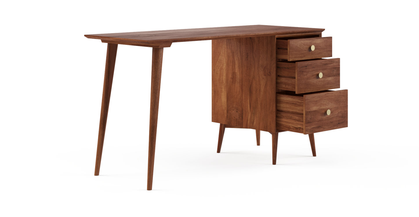 Brosa Frank Large Study Desk with Drawers (Brown)