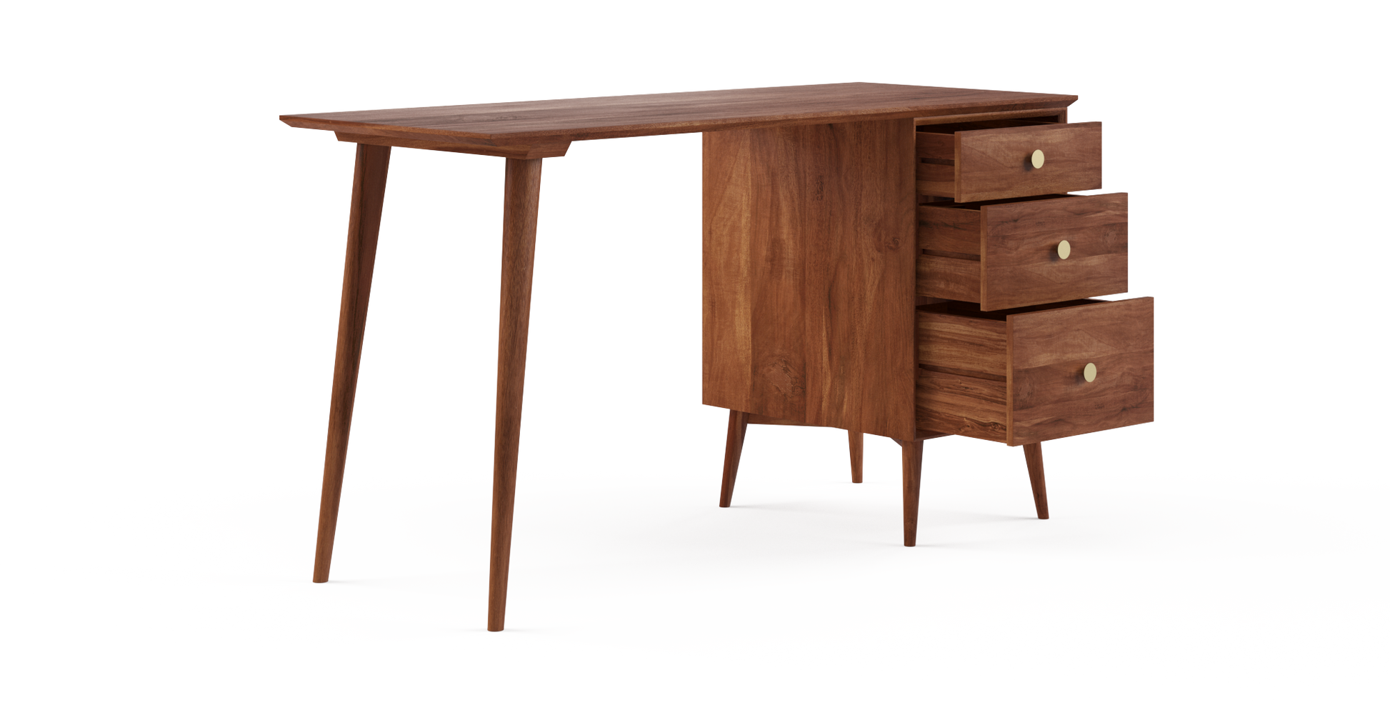 Brosa Frank Large Study Desk with Drawers (Brown)