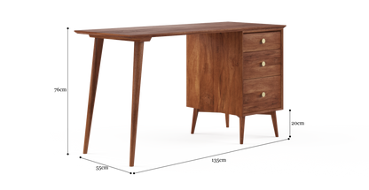 Brosa Frank Large Study Desk with Drawers (Brown)