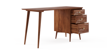 Brosa Frank Large Study Desk with Drawers (Brown)