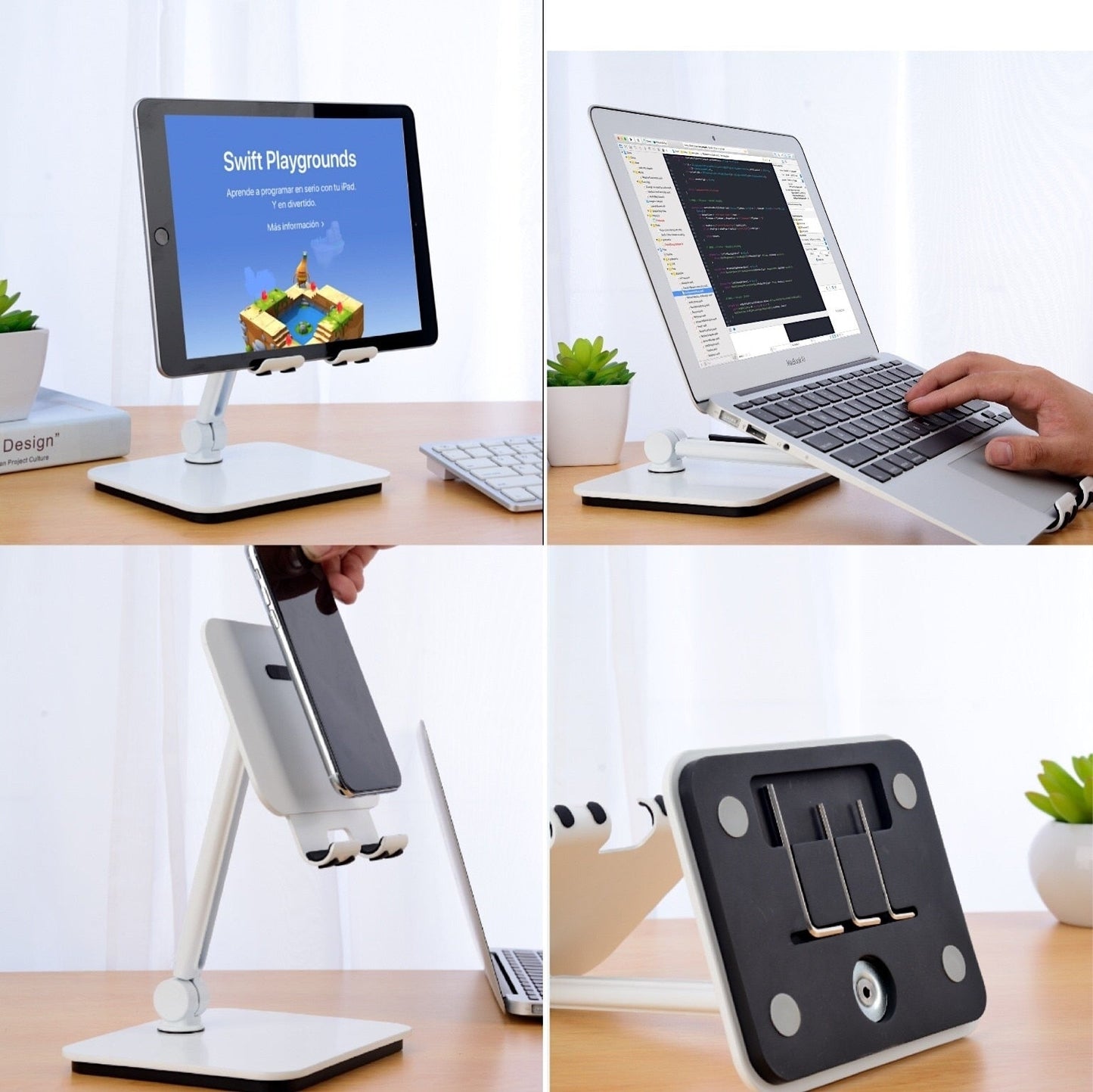 Full Motion 3 in 1 Smartphone Tablet and Notebook Holder White | Auzzi Store