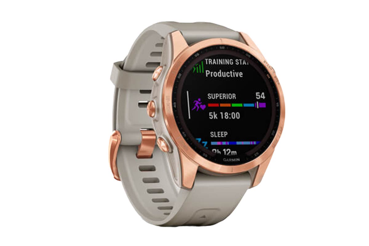 Garmin Fenix 7S Solar GPS Smart Sport Watch (Rose Gold/Light Sand Band)