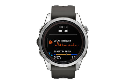 Garmin Fenix 7S Pro Solar Smart Sports Watch (Silver/Graphite Band, 42mm)