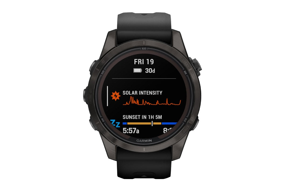 Garmin Fenix 7S Pro Sapphire Solar DLC Titanium Smart Sports Watch (Carbon Grey/Black Band, 42mm)