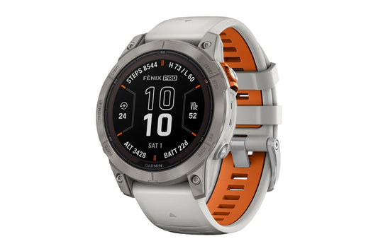 Garmin Fenix 7 Pro Sapphire Solar Smart Sports Watch (Titanium with Fog Grey and Ember Orange Band, 47mm)